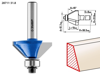 Фреза кр.калевочная №9,D=31.8,А=45,L=13.,S=8. (287
